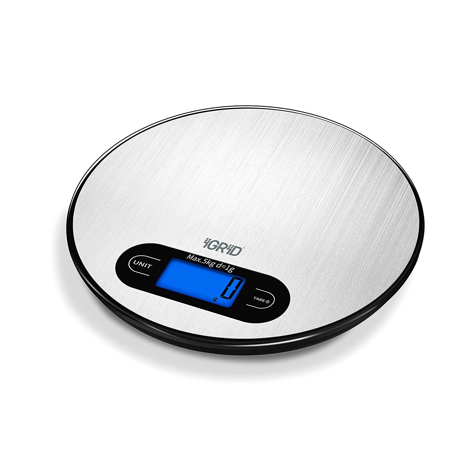 Round Food Scale iGRiD Digital Round Kitchen Food Scale with TARE function |5 kg/11 lbs ...